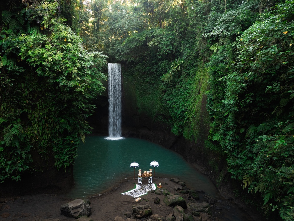 Wasserfall Hochzeit Bali Dekoration